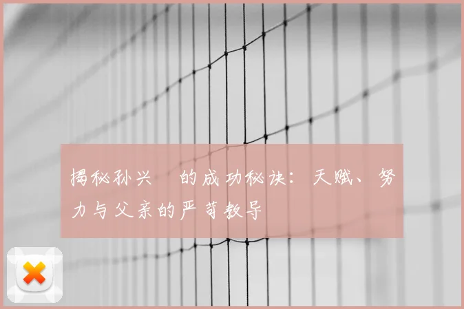 揭秘孙兴慜的成功秘诀:天赋、努力与父亲的严苛教导